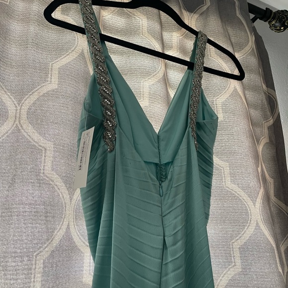 Nicole Bakti pleated turquoise gown size S - Picture 3 of 5
